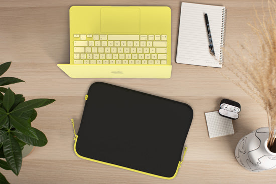 MacBook Sleeve NEO Basics ²Life Perfect Fit Black / Lemon